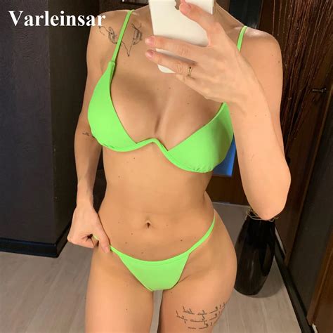 Sexy V Bar Underwired Bikini Female Swimsuit Women Swimwear Two Piece V Shape Wire Bikini