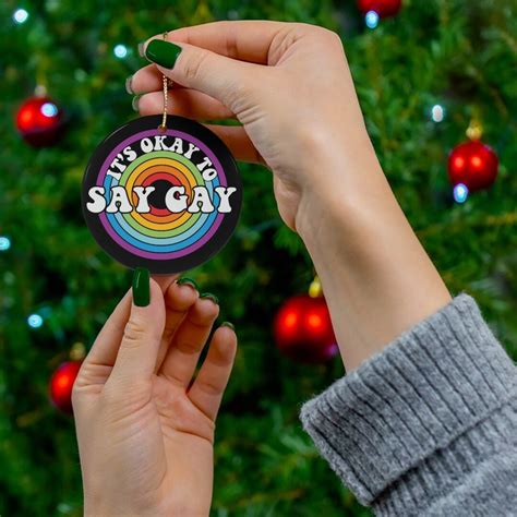 Say Gay Christmas Ornament LGBTQ Ornament Rainbow Christmas Decor Adult Humor Ornament