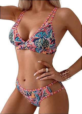 Amazon Soly Hux Women S Boho Floral Print Bathing Suits Bikini Sets Two Piece Swimsuit