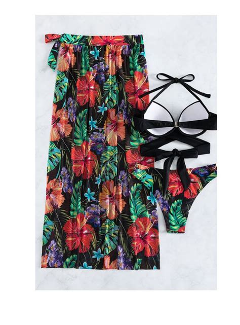 Cross Border European And American New Three Piece Swimsuit Womens Bikini Sexy Thin Printed