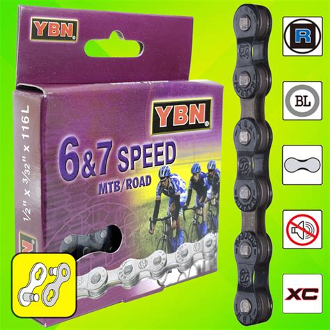 Велосипедная цепь YBN S50, 1/2"x3/32", 116 звеньев, 6/7 скоростей ...