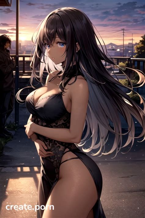 Side View Dark Brown Skin Straight AI Porn