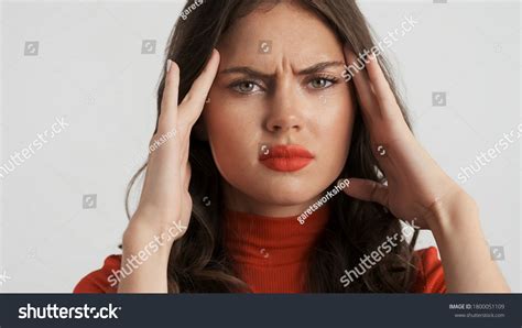 Portrait Angry Brunette Girl Sadly Showing Stock Photo 1800051109 Shutterstock