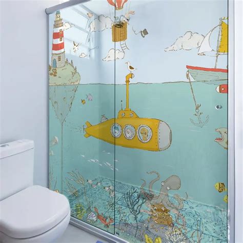 Adesivo Para Box Infantil Desenho Submarino 2 Folhas 1 5x2m