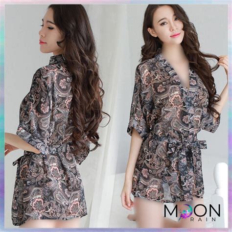Jual Set Kimono Lingerie Sexy G String Baju Tidur Bahan Sifon Dengan Variasi Ukuran One Size