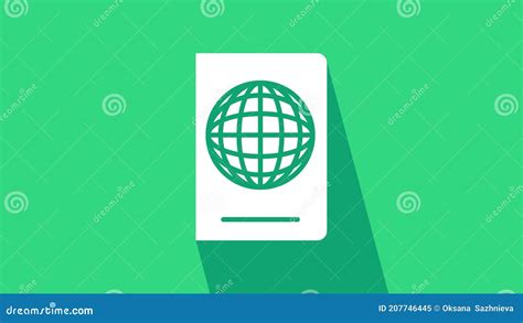 White Passport With Biometric Data Icon Isolated On Green Background