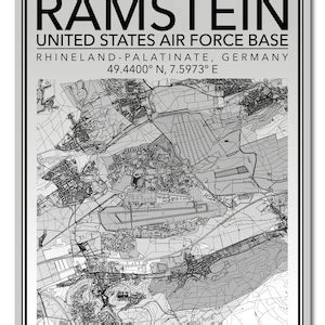 Wall Art Map of Ramstein Air Base, Rhineland-palatinate, Germany. - Etsy