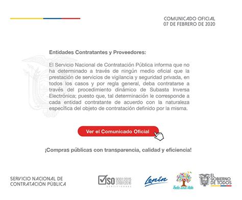 Comunicado Oficial Sobre la contratación de servicio de vigilancia y