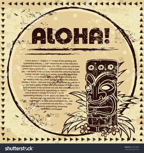 Vintage Aloha Tiki Illustration Stock Vector Royalty Free 106519802 Shutterstock