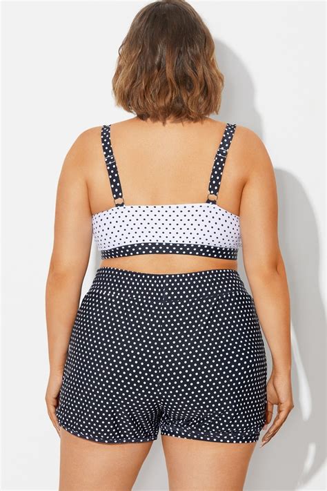 Plus Size Polka Dots Square Neck Bikini Top Meet Curve Meet Curve