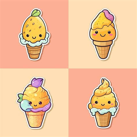 Mango Eis Aufkleber Coole Farben Kawaii Clip Art