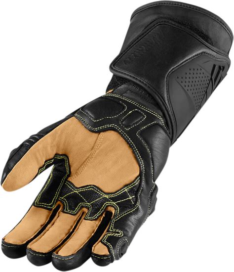 Icon Hypersport Black Long Armored Mens Motorcycle Gloves