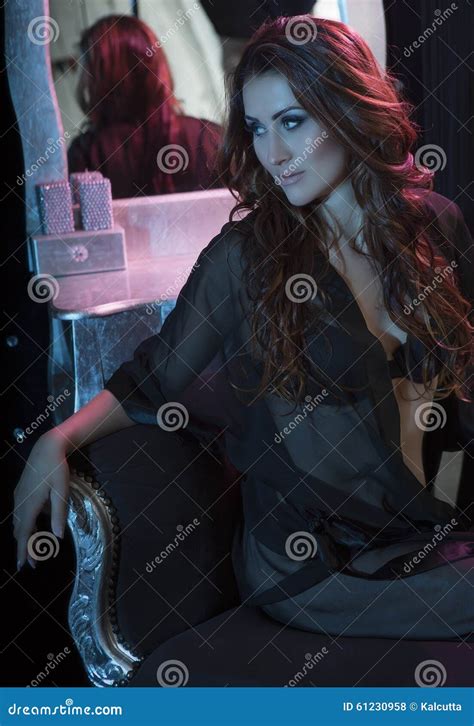 Beautiful Glamour Brunette Woman In The Bedroom Stock Photo Image Of Caucasian Comfortable