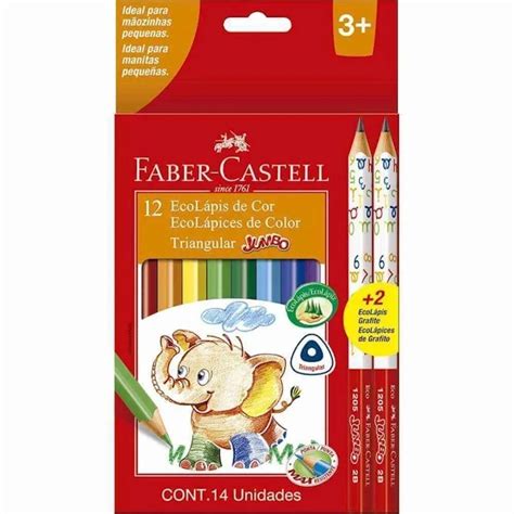 L Pis De Cor Cores Jumbo Grande Faber Castell Livraria Bar O