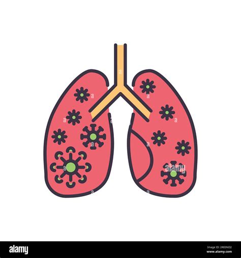 Lungs Infection Related Vector Icon Lungs With Infection Inside Lungs