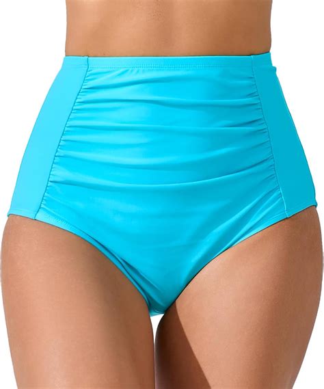 Amazon JOYBIK Women S High Waisted Bikini Bottoms Ruched Swim Bottoms Full Coverage Tankini