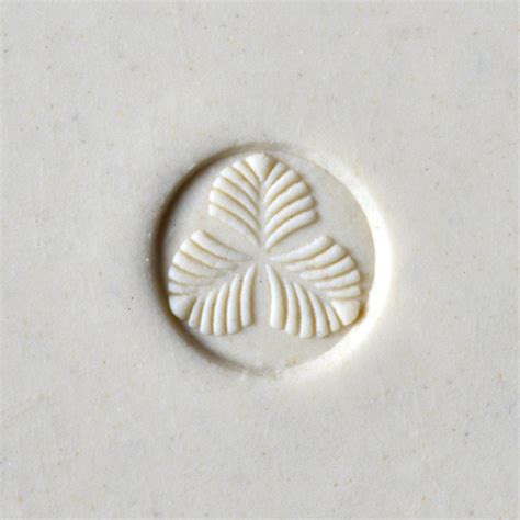 Scs Small Round Wood Pottery Stamp Tri Leaf Etsy