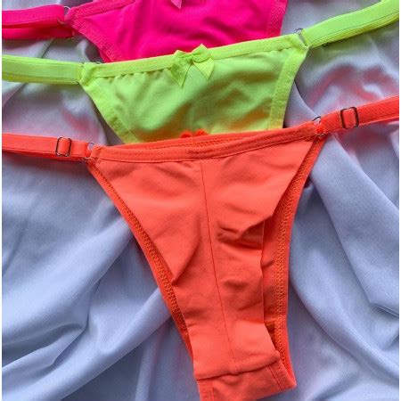 Kit Calcinhas Lingerie Fio Duplo Regulagem String Microfibra Shopee Brasil