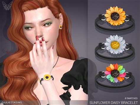 Sims Sunflower Bracelet Right Wrist By Feyona Sunflower