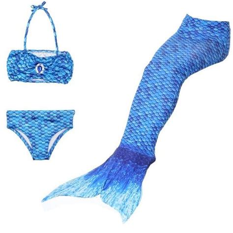 Maillot de Bain Queue de Sirène Bikini Mermaid 3 Pièces Ensembles Bleu Cdiscount Prêt à Porter