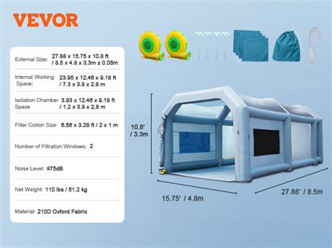 Vevor Przeno Ny Nadmuchiwany Namiot Malarski X X M Diy Malowanie