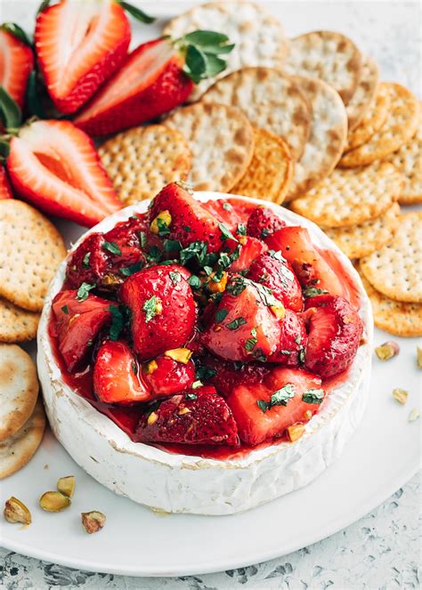 Baked Brie Recipe With Roasted Strawberries Striped Spatula