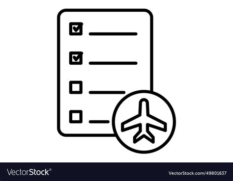 Travel Itinerary Icon Checkmark With Airplane Vector Image