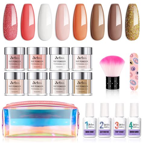 Aubss Dip Powder Nail Kit Starter Colors Nude Pink Skin Tones Glitter Neutral Dipping Powder