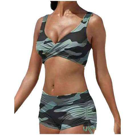 Jovati Bikinis Sets For Women Bikini Print Strappy Back Set Two Piece Swimsuits Plus Size