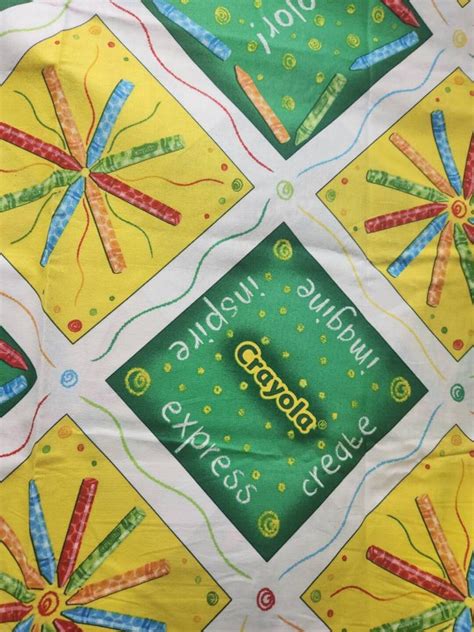 Crayola Crayon Fabric Vintage Crayola Fabric Cotton Woven School