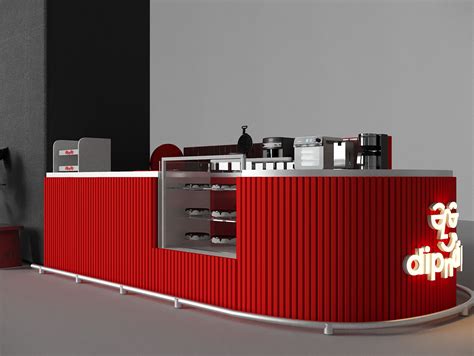 Red Bar Food Counter Semicircle Inside Cake Counter Red Food Display