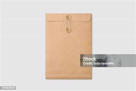 Kraft Paper A4c4 Size String And Washer Envelope Mockup On Light Grey