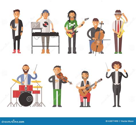 Musicians People Flat Vector Illustration Stock Vector - Illustration ...