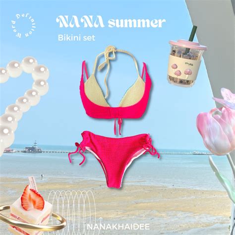 พรอมสง NANA BIKINI SET2ชน บกนทโทนงานเยบตดกนผาชดวายนำ งานผายด Shopee Thailand