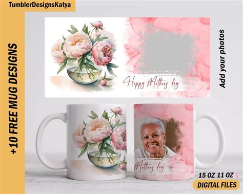 Mothers Day Mug Wrap With 1 Photo Frame Image Mug Png Files For