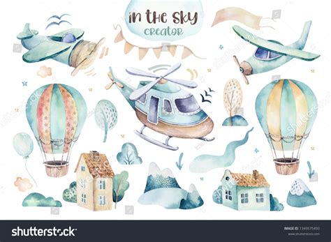 5,968 Watercolor Plane Images, Stock Photos & Vectors | Shutterstock