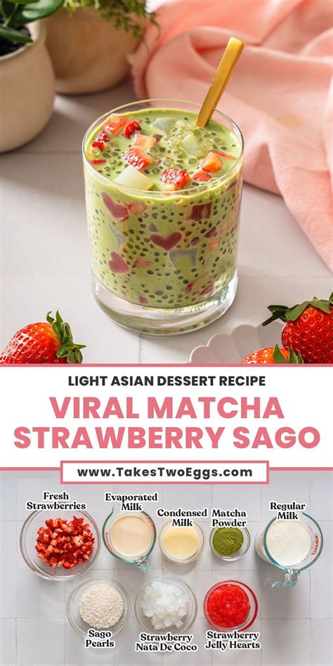 strawberry matcha sago recipe toba food easy asian dessert recipe