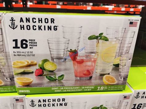 Costco 1630828 Anchor Hocking Swivel Drinkware Set Costco Chaser