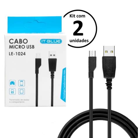 Kit Cabos De Carregamento E Dados Micro Usb V Para Celular It Blue