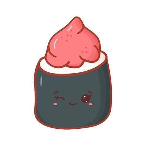 Sushi Fofo Cara Engra Ada De Kawaii Em Estilo Cartoon Isolado Em