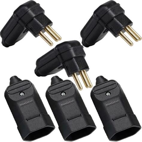 Plug Plugue Macho Pinos Graus Tomada Femea Pinos A Preto