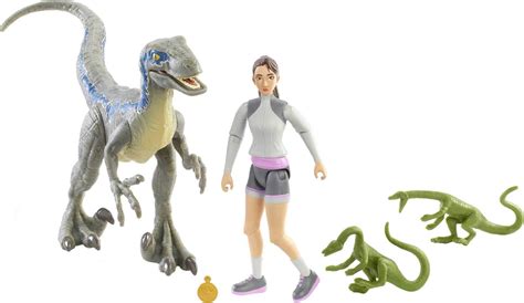 Jurassic World Toys Human And Dino Pack Yasmina Yaz And Velociraptor Action Figures 3 Compys