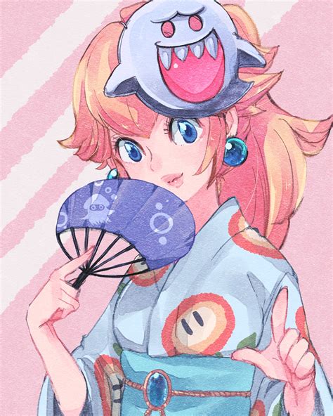 Safebooru 1girl Bangs Blonde Hair Blooper Mario Blue Eyes Blue Gemstone Blush Boo Mario