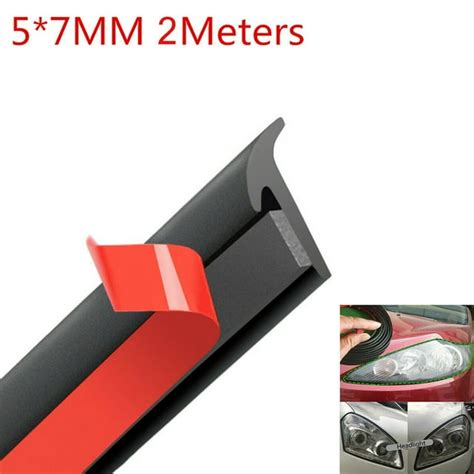 2m T Type Rubber Sealing Strip Black For Car Edge Trim Bumper Lip Side