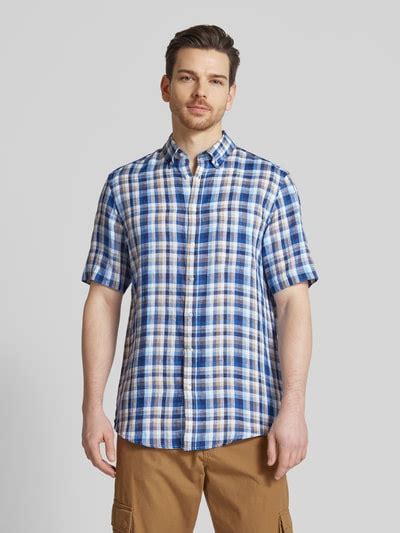 Christian Berg Men Regular Fit Freizeithemd Aus Leinen Mit Button Down