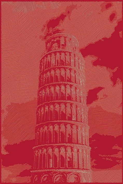 torre pisan famosa rendida  efeitos da gravura ilustracao  vetor