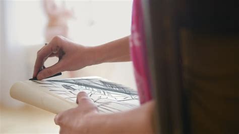 Female Hands Sketching Naked Model Light Stock Footage Video Royalty Free