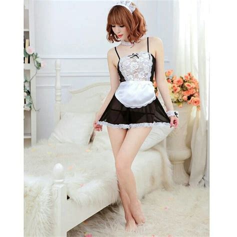 Jual Amelia Lingerie Sexy Costume French Maid Kostum Pelayan Cosplay Lace Shopee Indonesia