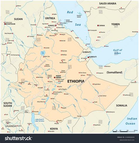 Vector Map Ethiopia Neighboring Countries Stock Vector (Royalty Free