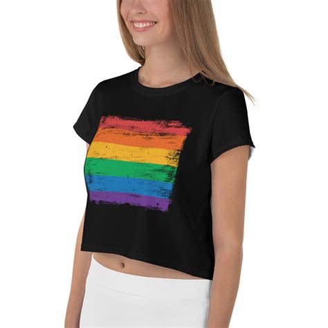 Gay Pride Rainbow Flag Crop Top T Shirt Etsy